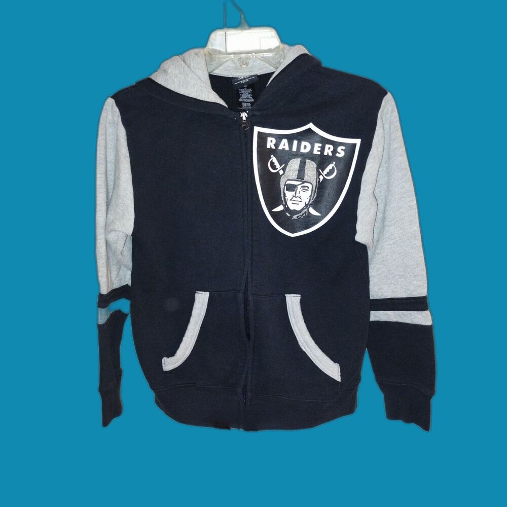 Youth NFL Raiders Size 14 Large LA Oakland Las Vegas Zip Up Hoodie